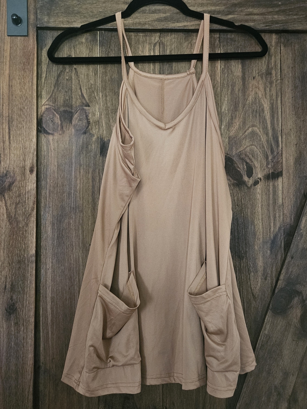 Sleeveless Pocket Swing Dress in Nude